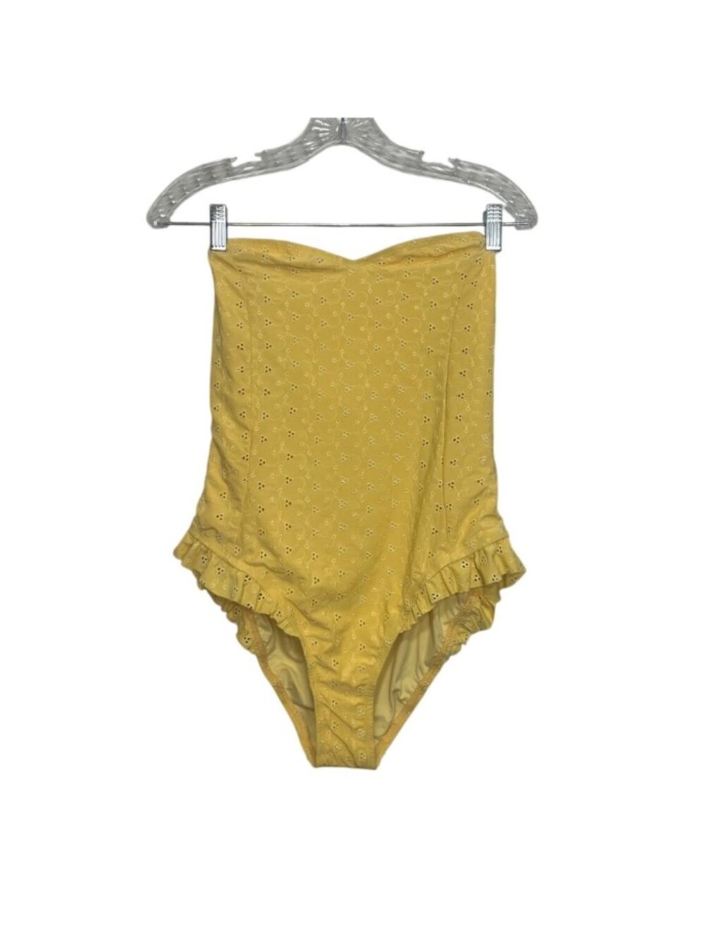 Dippin Daisys One Piece Swimsuit Large Yellow New Eyelet Ruffled Summer Pool